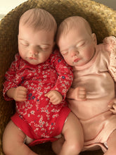 Load image into Gallery viewer, ARTIST MADE NEWBORN REBORN BABY GIRL Twins Olivia Jessica 18” PAINTED HAIR