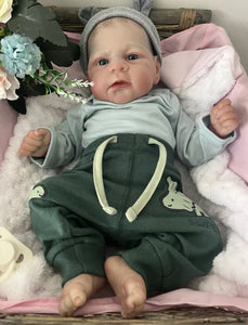 ARTIST MADE NEWBORN REBORN BABY BOY LEWIS 17” PAINTED HAIR