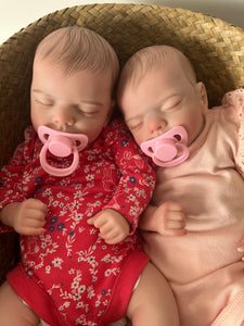 ARTIST MADE NEWBORN REBORN BABY GIRL Twins Olivia Jessica 18” PAINTED HAIR