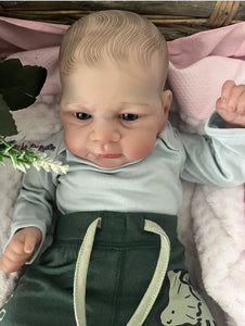 ARTIST MADE NEWBORN REBORN BABY BOY LEWIS 17” PAINTED HAIR