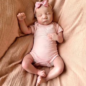 ARTIST MADE FULL BODIED SILICONE NEWBORN REBORN BABY GIRL EVIE 40CM PAINTED HAIR